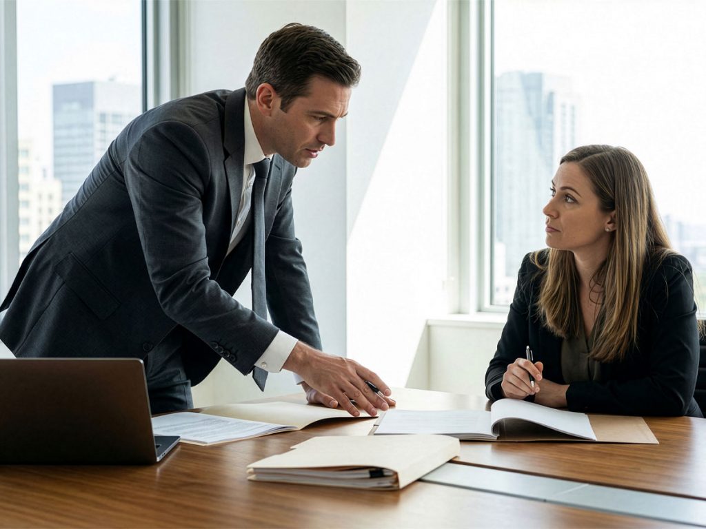 Attorney reviewing case documents to determine whether a business investigation is needed for commercial litigation